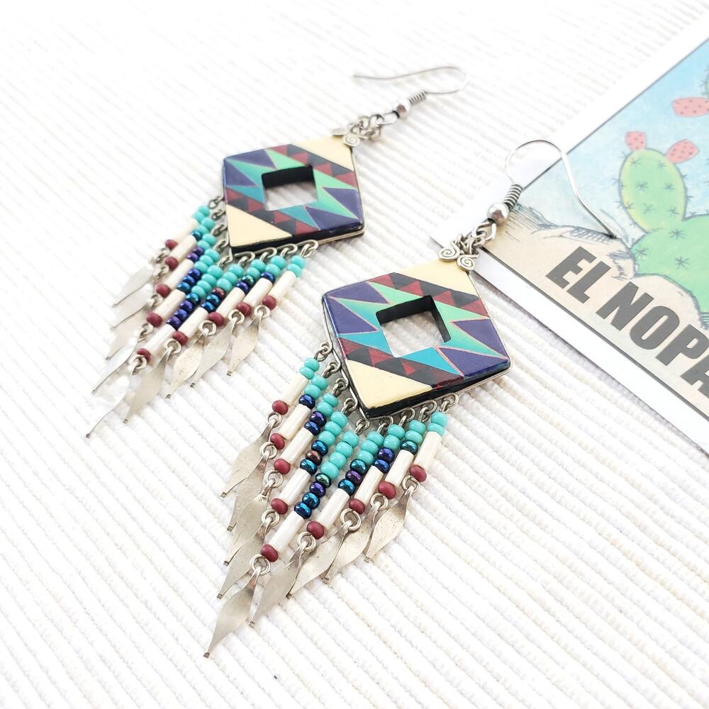 Southwestern Dangle Earrings Handpainted